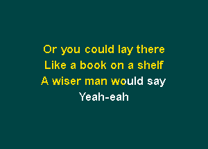 Or you could lay there
Like a book on a shelf

A wiser man would say
Yeah-eah