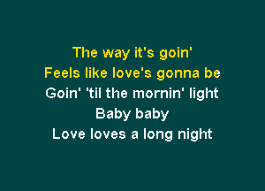 The way it's goin'
Feels like love's gonna be
Goin' 'til the mornin' light

Baby baby
Love loves a long night