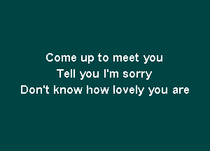 Come up to meet you
Tell you I'm sorry

Don't know how lovely you are