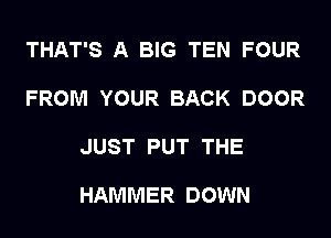 THAT'S A BIG TEN FOUR

FROM YOUR BACK DOOR

JUST PUT THE

HAMMER DOWN