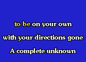 to be on your own
with your directions gone

A complete unknown