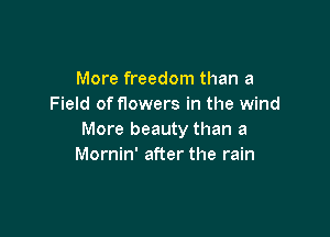 More freedom than a
Field of flowers in the wind

More beauty than a
Mornin' after the rain