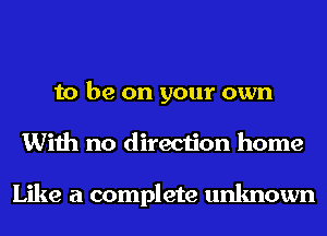 to be on your own
With no direction home

Like a complete unknown