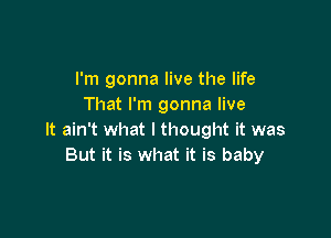 I'm gonna live the life
That I'm gonna live

It ain't what I thought it was
But it is what it is baby