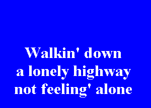 Valkin' down
a lonely highway
not feeling' alone