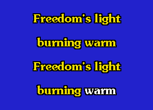 Freedom's light

burning warm

Freedom's light

burning warm