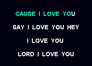 CAUSE I LOVE YOU
SAY I LOVE YOU HEY

I LOVE YOU

LORD I LOVE YOU
