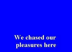 We chased our
pleasures here