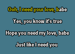 Ooh, I need your love, babe

Yes, you know it's true

Hope you need my love, babe

Just like I need you