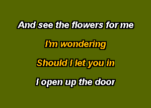 And see the flowers for me

I'm wondering

Should I let you in

Iopen up the door