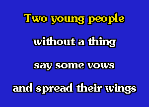 Two young people
without a thing
say some vows

and spread their wings