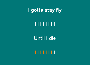 I gotta stay fly

Until I die