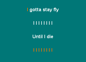 I gotta stay fly

Until I die