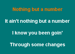Nothing but a number
It ain't nothing but a number
I know you been goin'

Through some changes