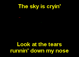 The sky is cryin'

Look at the tears
runnin' down my nose