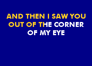 AND THEN I SAW YOU
OUT OF THE CORNER
OF MY EYE