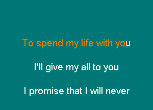 To spend my life with you

I'll give my all to you

I promise that I will never