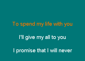 To spend my life with you

I'll give my all to you

I promise that I will never