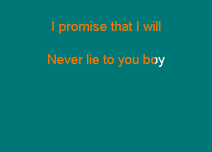 I promise that I will

Never lie to you boy