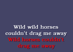 Wild Wild horses
couldn't drag me away