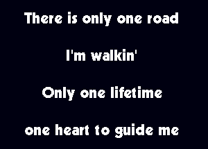 There is only one road

I'm walkin'

Only one lifetime

one heart to guide me