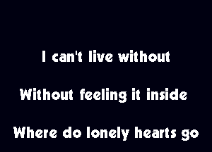 I can't live without

Without feeling it inside

Where do lonely hearts go