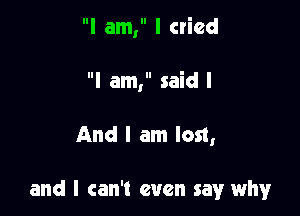 I am, I cried
I am, said I

And I am lost,

and I can't even say why