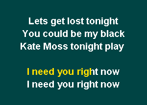 Lets get lost tonight
You could be my black
Kate Moss tonight play

I need you right now
Ineed you right now