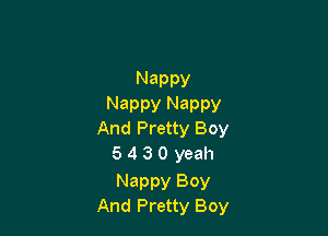 Nappy
Nappy Nappy

And Pretty Boy
5 4 3 0 yeah

Nappy Boy
And Pretty Boy