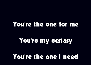 You're the one for me

You're my ecstasy

You're the one I need