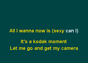 All I wanna now is (sexy can I)

It's a kodak moment
Let me go and get my camera