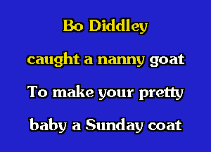Bo Diddley
caught a nanny goat
To make your pretty

baby a Sunday coat