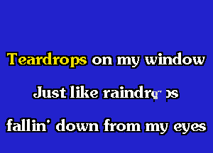 Teardrops on my window
Just like raindrq JS

fallin' down from my eyes