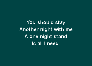 You should stay
Another night with me

A one night stand
Is all I need