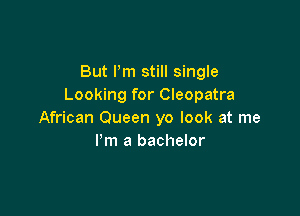But Pm still single
Looking for Cleopatra

African Queen yo look at me
Pm a bachelor