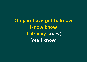 Oh you have got to know
Know know

(I already know)
Yes I know