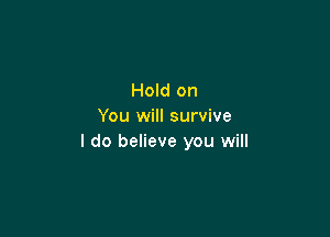Hold on
You will survive

I do believe you will