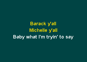 Barack Val!
Michelle Vall

Baby what I'm tryin' to say