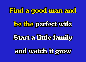 Find a good man and

be the perfect wife

Start a litde family

and watch it grow I