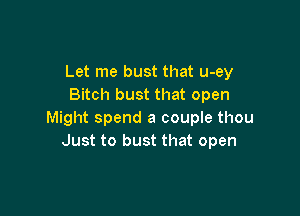 Let me bust that u-ey
Bitch bust that open

Might spend a couple thou
Just to bust that open