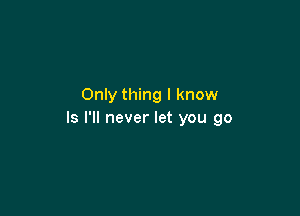 Only thing I know

Is I'll never let you go