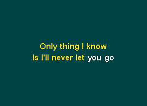 Only thing I know

Is I'll never let you go