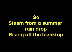 Go
Steam from a summer

rain drop
Rising off the blacktop