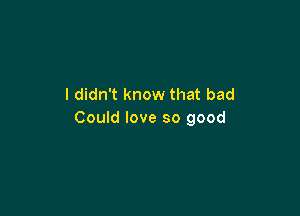 I didn't know that bad

Could love so good