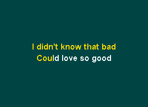 I didn't know that bad

Could love so good