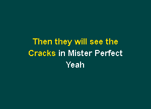 Then they will see the
Cracks in Mister Perfect

Yeah