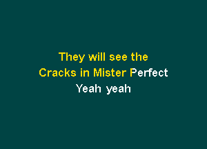 They will see the
Cracks in Mister Perfect

Yeah yeah