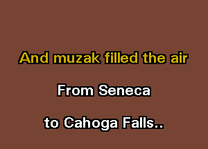 And muzak filled the air

From Seneca

to Cahoga Falls..