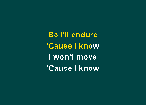So I'll endure
'Cause I know

I won't move
'Cause I know