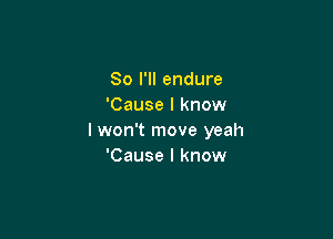 So I'll endure
'Cause I know

I won't move yeah
'Cause I know